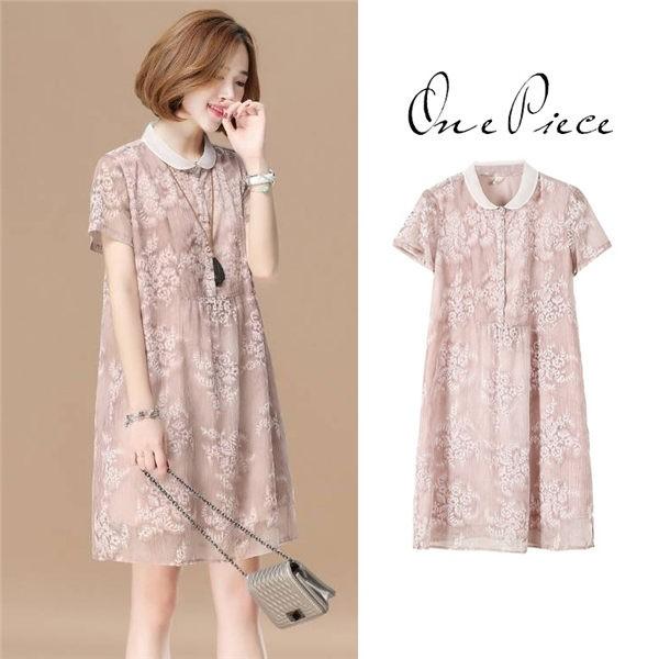 レース ワンピース パーティードレス 結婚式 ワンピース 大きいサイズ シフォン ドレス 袖あり 半袖 ひざ丈 レディース ピンク 花柄 Conve Convenience ヤフー店 通販 Yahoo ショッピング