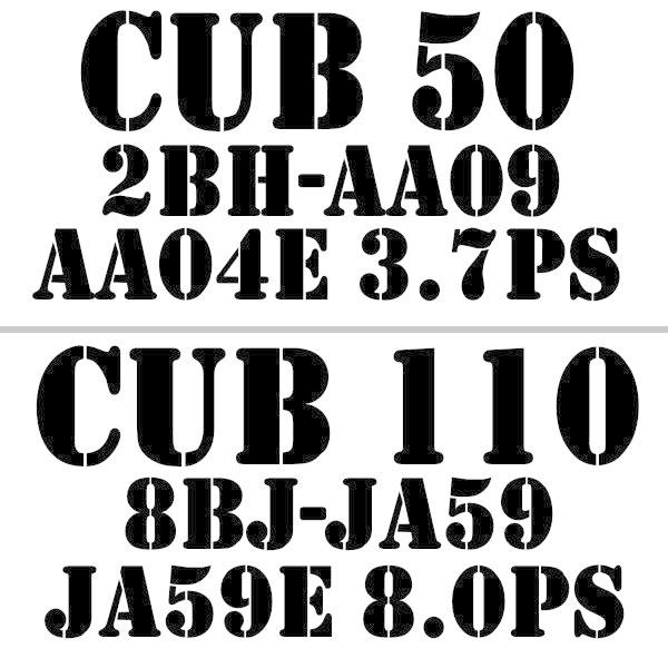 スーパーカブ ステッカーチューン！ボディやボックスお好きな場所に貼りまくってくださいSUPER CUB 502BH-AA09AA04E・3.7PS　カッティングステッカーサイズ：120×65mmSUPER CUB 1108BJ-JA59JA...