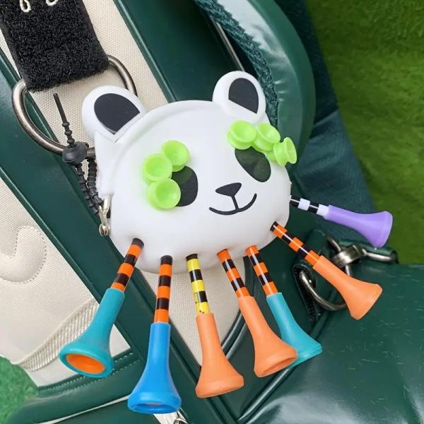 パンダ PANDA ゴルフ ティーケース GOLF TEE ゴルフティー13本刺せます ティー15本（ランダム）、コード2本付