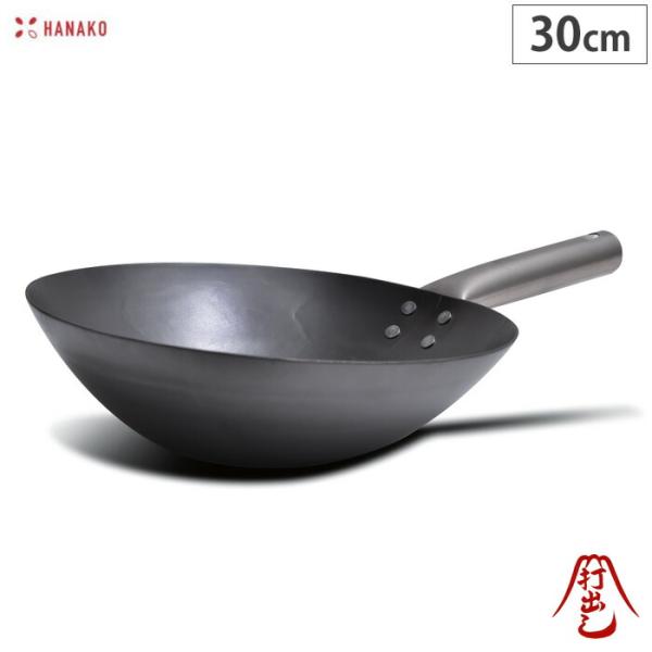 HANAKO＋α打ち出し窒化鉄深型フライパン30㎝ ガス IH チタン製ハンドル 打ち出し窒化加工 深型フライパン チタンハンドル30cm IH対応 山田工業