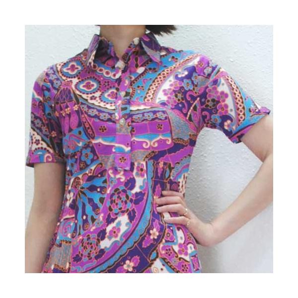 Xs Mサイズ アメリカ製古着 1960年代ヴィンテージ 紫 ターコイズブルーのサイケプリント ミドル丈ワンピース 中古 Buyee Buyee Japanese Proxy Service Buy From Japan Bot Online