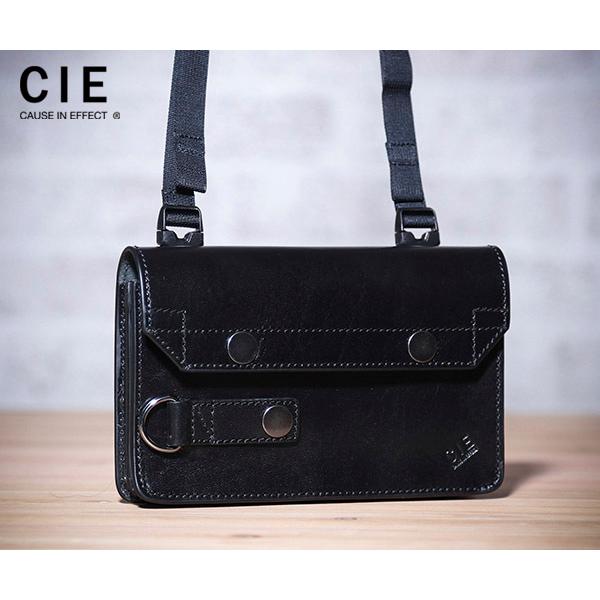 CIE（シー） ウォレットショルダーバッグ/ブラック メンズ レザー
