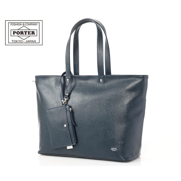 【美品】PORTER / LINKネイビー レザーTOTE BAG(S)ポーチ付 LINK（PORTER） ポーター リンク トートバッグ(L) 321-02805 （カラー