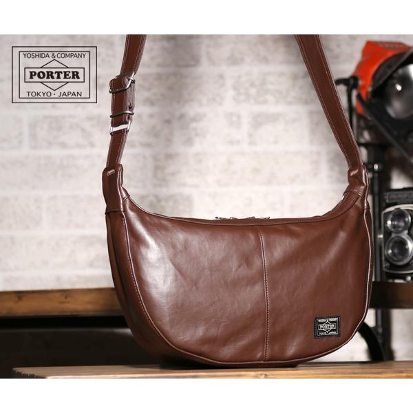 PORTER ブラウン ショルダーバッグ PORTER ポーター ブラウン レザー ショルダーバッグ