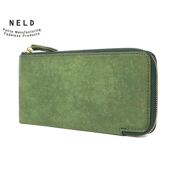[新品未使用] NELD 財布　レザー　グリーン NELD ネルド L字ラウンド長財布/グリーン メンズ プエブロF an282 NELD
