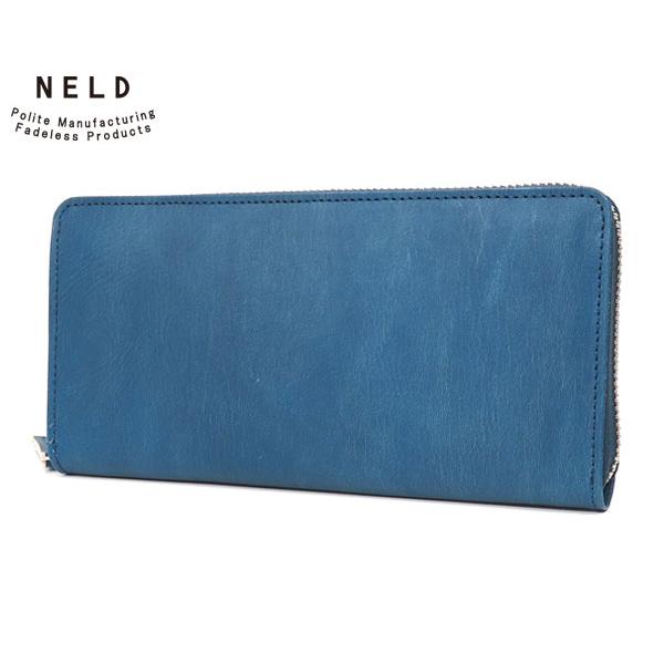 NELD（ネルド） ラウンド長財布/ネイビー [藍染め] メンズ ボタニカル