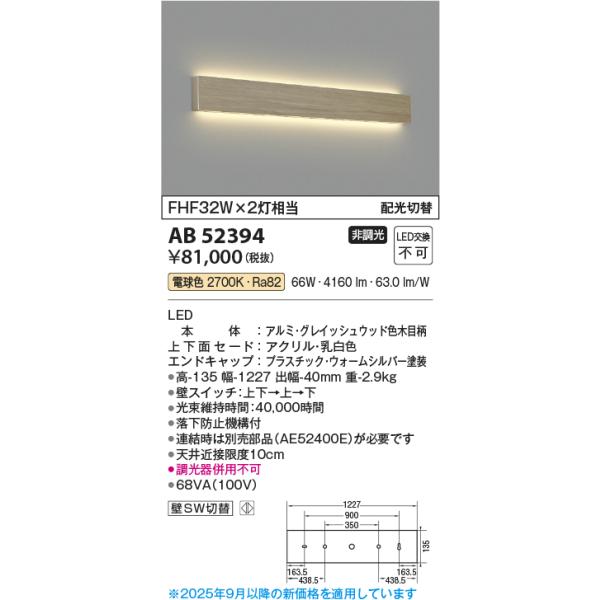 【Tetsuページ】 KOIZUMI コイズミ照明 AB52394 ブラケットライト 非調光 LED一