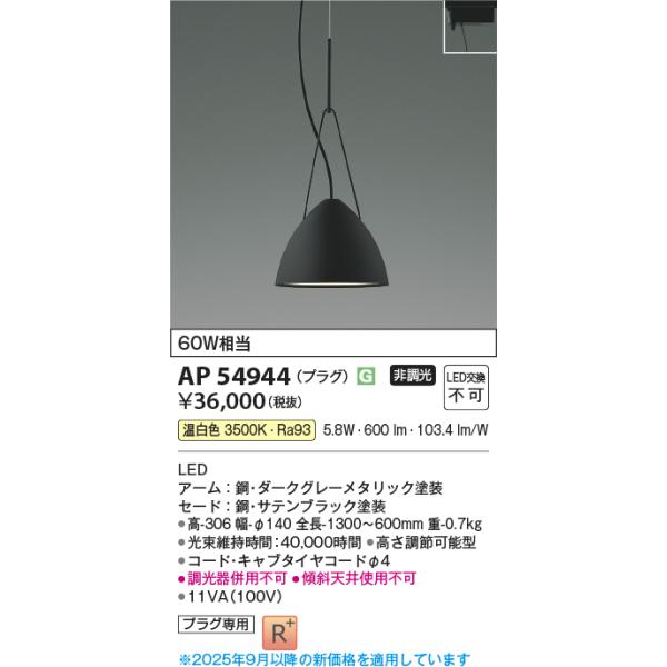 KOIZUMI（コイズミ） コイズミ照明 AP54944 ペンダント 非調光 LED一