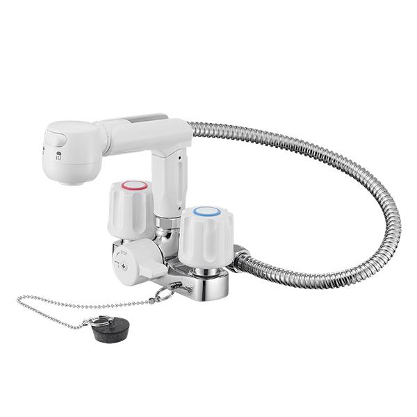 SANEI ツーバルブスプレー混合栓(洗髪用) K3104VR-W (水栓金具 SANEI ツーバルブスプレー混合栓(洗髪用) K3104VR-W (水栓金具