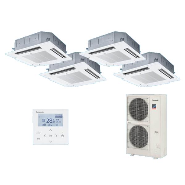 ●βパナソニック 業務用エアコン【PA-P224U7GVB】[分岐管セット] 4方向天井カセット形 同時ダブルツイン エコナビ 三相200V P224形 8.0馬力相当 Panasonic（パナソニック） [PA-P224U7GVB+分岐管] 業務用エアコン 4