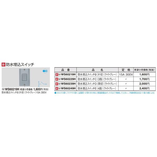 Panasonic（パナソニック） 電設資材 WS60219H(発注単位：5) 工事用