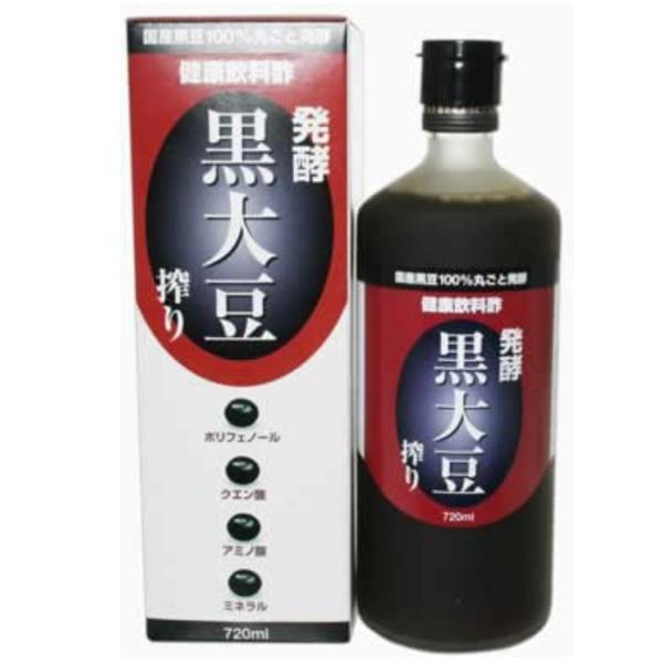 内容量：720mlサイズ(外装)：82*82*227(mm)「発酵 黒大豆搾り 720ml」は、従来の酢酸酢とは異なり、画期的な製法で黒豆と米麹から造られたクエン酸酢です。100%国産の黒豆・米麹に水以外何も加えていない無添加です。ポリフェ...