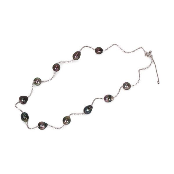 タヒチ産 黒真珠ネックレス ホワイトゴールド K18WG