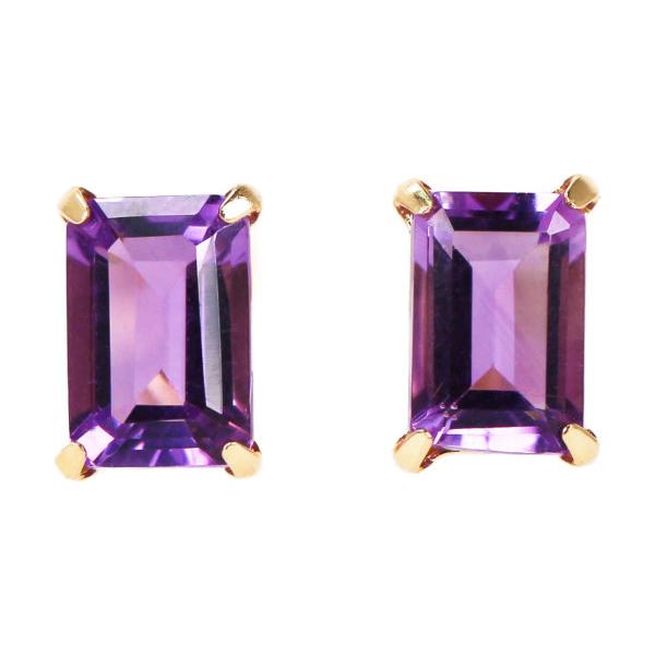 K18 アメジスト ピアス ゴールド 0.80ct 紫水晶 スクエア 2月誕生石