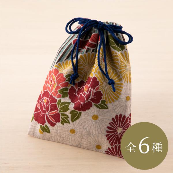 レトロフラワー柄レッド⭐️お弁当袋 コップ入れ巾着