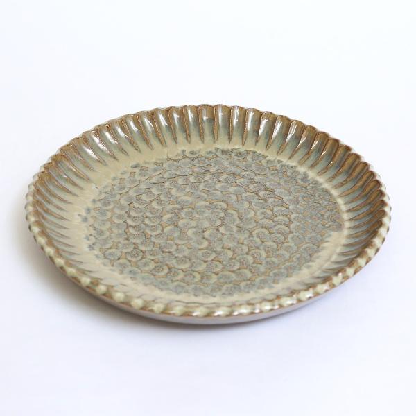 小代焼／輪花板皿 L 陶器 おしゃれ 可愛い 和食器 ／小代本谷ちひろ窯