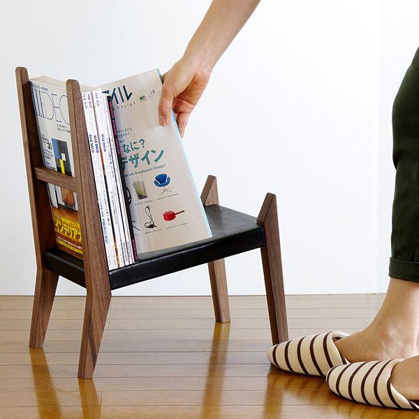 マガジンラック（革張り） WOOD in the ear／木製 【受注生産品