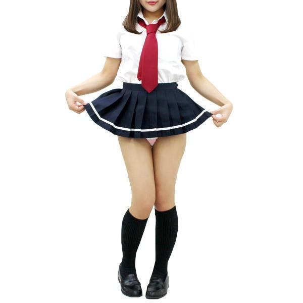 超ミニ無地プリーツスカート単品 紺 白ライン M コスプレ小物 スクール 制服 アクセサリー アニメ アイドル ハロウィン 仮装 大人 コスチューム 衣装 Cm1114 コスプレ通信 通販 Yahoo ショッピング
