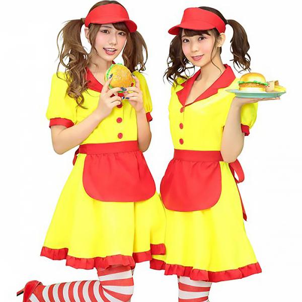コスプレ メイド イエローウェイトレス ウェイトレス 制服 可愛い 衣装 