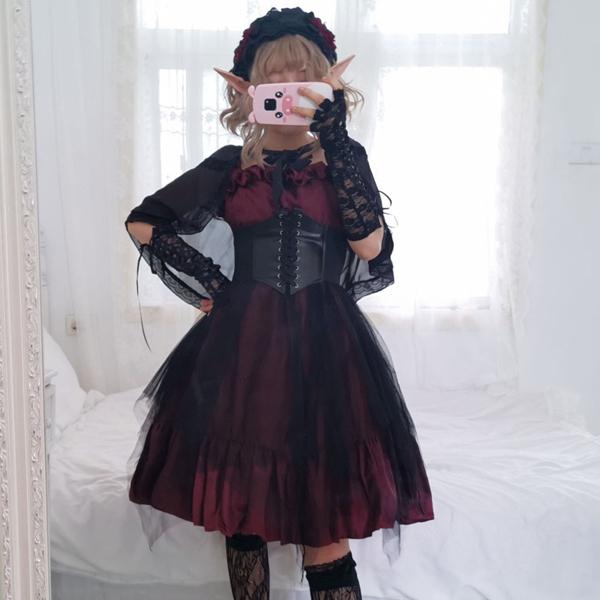 ゴスロリワンピース ブラック ワインレッド 5点セット ワンピース ドレス トップス 韓国ファッション 中国ファッション インポート 海外 セレクト Mr02 コスプレ通信 通販 Yahoo ショッピング