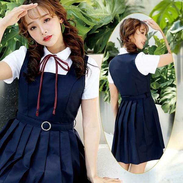 Malymoon 清楚系スクールジャンパースカート制服 半袖 コスプレ 可愛い 制服 スクール セーラー 女子高生 アニメ アイドル ハロウィン イベント 余興 仮装 Wm0132 コスプレ通信 通販 Yahoo ショッピング