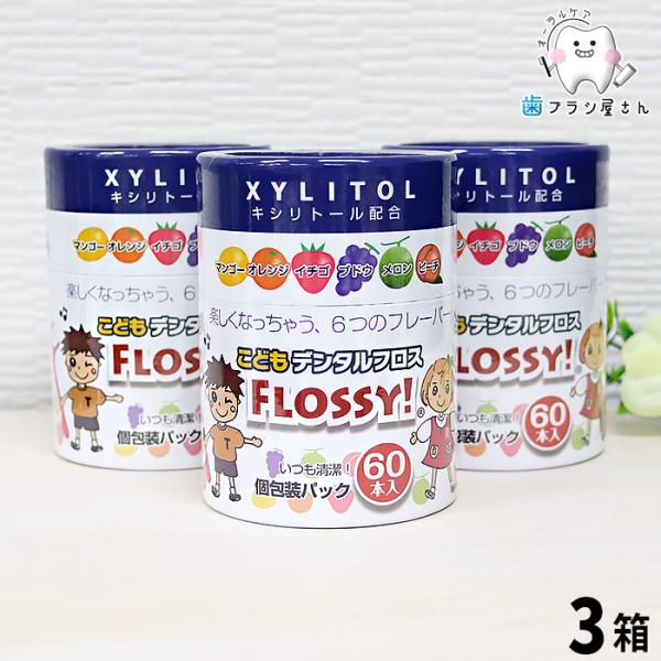 フロス ci こどもデンタルフロス　FLOOSSY! フロッシー 60本入り×3箱 セット フロス 子供 セット まとめ買い 歯間ブラシ デンタルフロス 歯科医院専用 歯科専売