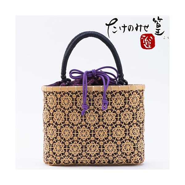 受注生産 花六ツ目編み 竹かご 手提バッグ 山下工芸 ICHIZA 送料無料
