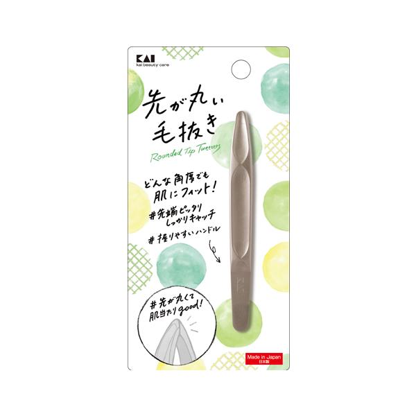 【3,980円以上で送料無料(※北海道は9,800円以上)】どんな角度でも肌にフィット！先端ピッタリしっかりキャッチ。握りやすいハンドル。先が丸くて肌当たりgood！貝印[名称]毛抜き[内容量]１個