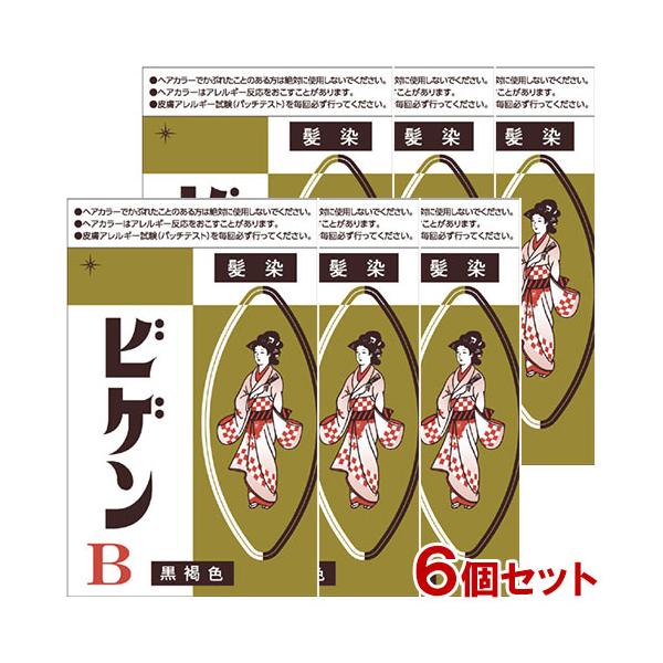 b 白髪染め 6本セット ビゲン ビゲン(Bigen) B 黒褐色 6g×6個セット 白髪用 白髪染め