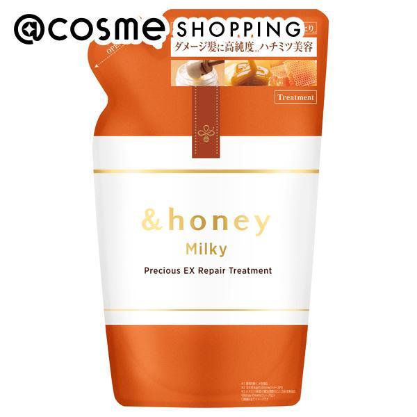 誕生、最高峰※1の濃蜜ダメージケア。「&amp;honey」より髪のダメージに特化し、超しっとり髪※1へ導く新シリーズ「&amp;honey Milky」のヘアトリートメント詰め替え。甘く濃密なベリースウィートハニーの香りをお楽しみください...