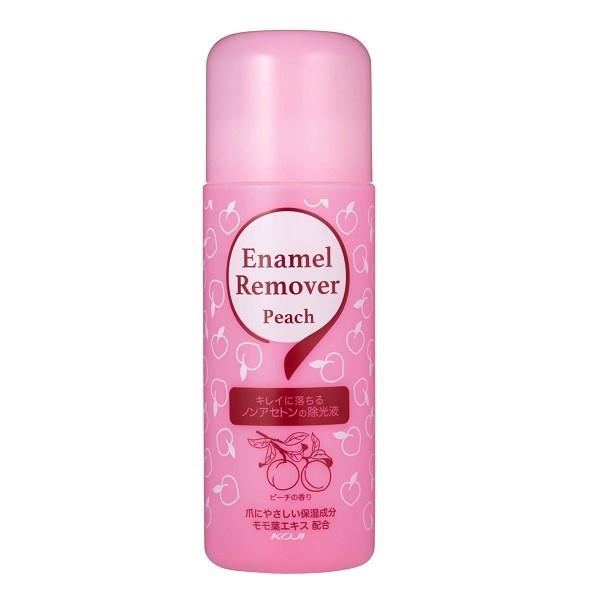 ノンアセトンでキレイに落ちてうるおいを与えるマイルドな除光液。●ノンアセトンタイプ●保湿成分配合モモ葉エキス●ピーチの香り