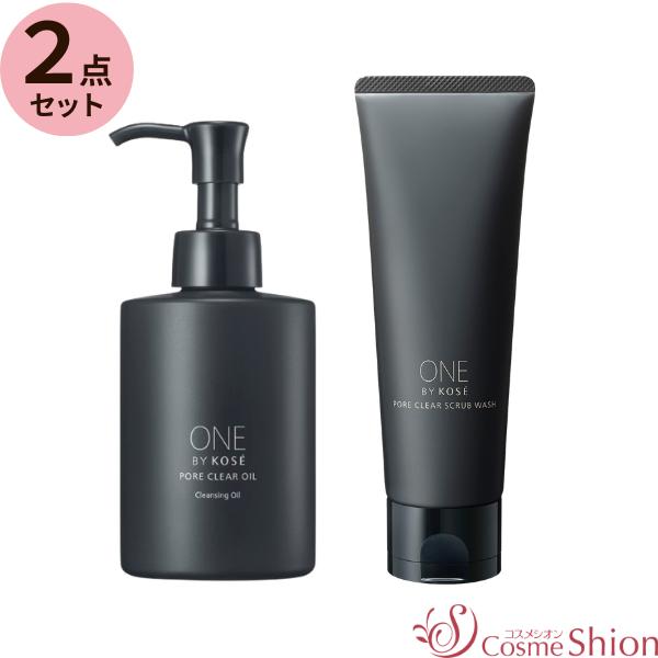 ■２点セット■コーセー ONE BY KOSE ポアクリア オイル 180mL / ポアクリア スクラブ ウォッシュ 130g ワンバイコーセー
