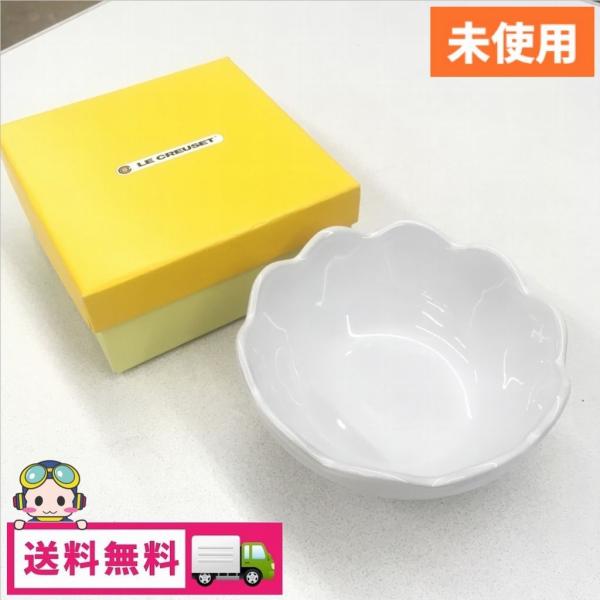中古 未使用 ル・クルーゼ ベーカリー フリルボウル 14cm ホワイト