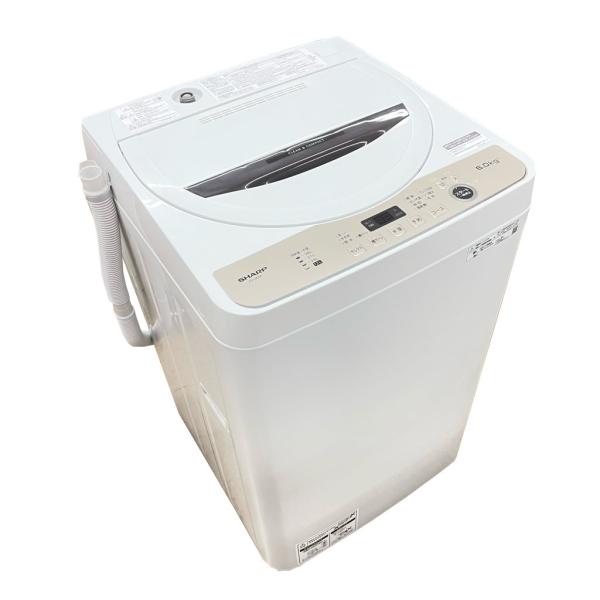 中古 6.0kg 全自動洗濯機 送風乾燥機能 シャープ 2022年製 ES-GE6F-T 穴なし槽 一人暮らし 単身用