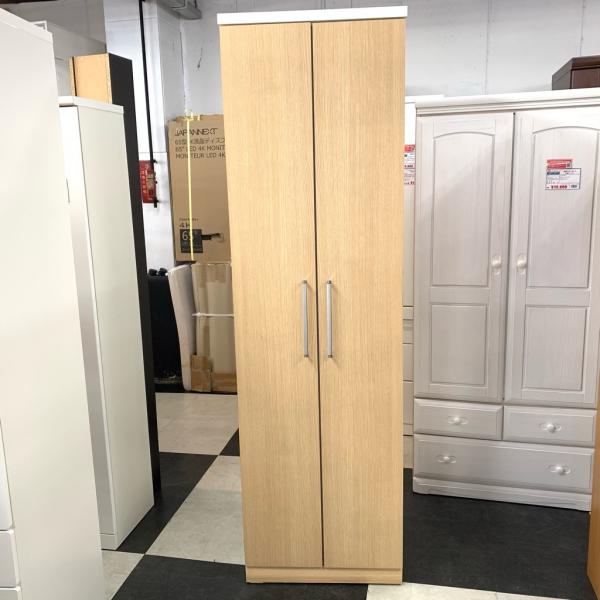 中古 店舗近郊送料格安 幅60cm ニトリ製 ナチュラルブラウン 選択 幅60cm 奥55cm 高0cm Nb スリム2枚扉洋服タンス
