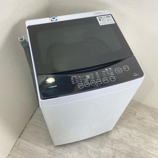中古 maxzen 6.0kg 全自動洗濯機 JW06MD01WB 2018年製 ガラストップ 