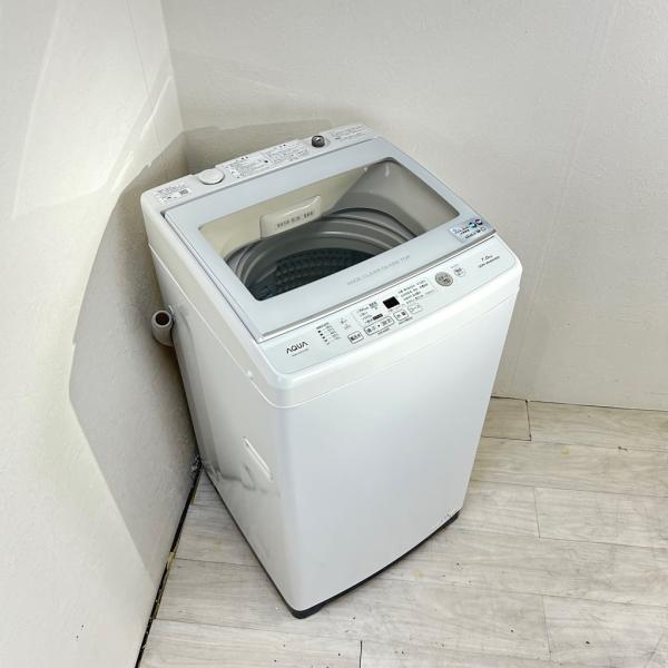 NO.2307【2021年製】AQUA アクア 全自動電気洗濯機 AQW-GV70J 7kg 家電 中古 AQUA（アクア） 中古 ガラストップシリーズ 7.0kg 全自動洗濯機 送風