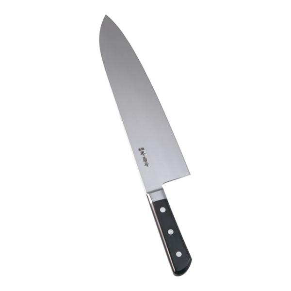 堺菊守 日本鋼 口金付 巾広厚口牛刀 30cm（AKK9002）1-0314-0302