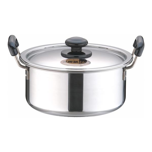SA ステンレス プラ柄 厚板実用鍋 24cm（AZT0724）1-0038-0304