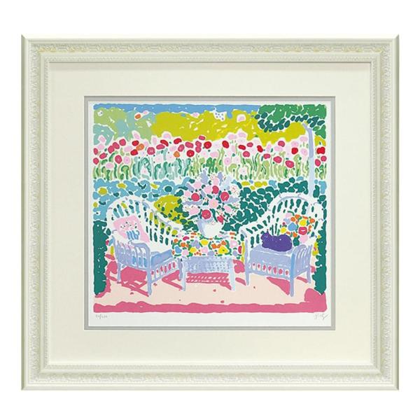 ユーパワー ジョン ボッチ パティオ ポピーズ Jb 28001上品 壁掛け 庭 花 玄関 ピンク 風景画 ポップ おすすめ ガーデン インテリア