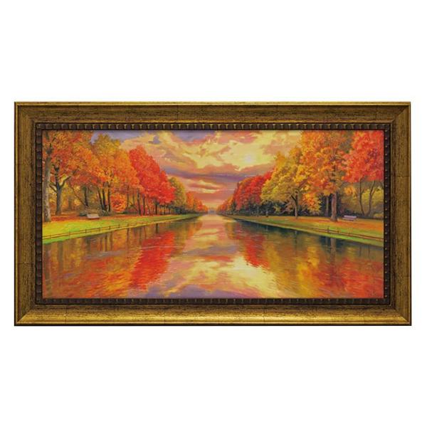 ユーパワー アドリアーノ ガラッソー ブールバール スラクア Ag 夕焼け インテリア 絵 川 紅葉 綺麗 風景画 オレンジ