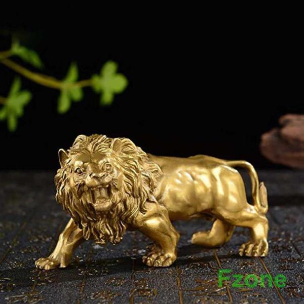風水 ゴールドライオン 置物 Lion 獅子 百獣の王 王者 ブロンズ キング 