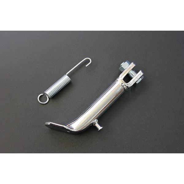 汎用　ショートサイドスタンド　メッキ　新品　スチール製　内掛け式　高さ100ミリ　クロムメッキ加工で完成されたショートスタンドです　スチール製モンキー/ゴリラ/シャリー/ダックス/etc　など4ミニに取り付けできますスタンドが斜めになるので...