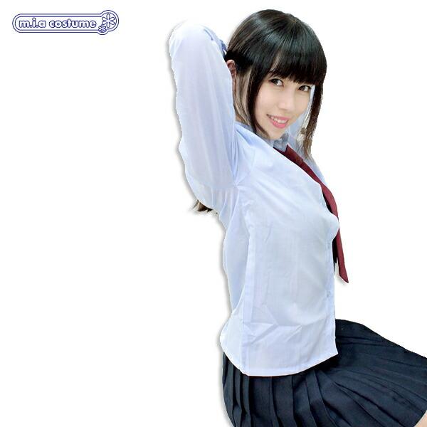 シンプルな長袖シャツができました☆ベーシックなデザインなので、何と合わせてもしっかりまとまりますよｖｖ１着は持っていたい定番のアイテムです♪コスプレ ブラウス 制服 衣装 コスチューム 大きいサイズ 中学生 高校生 JK JC Yシャツ 女...