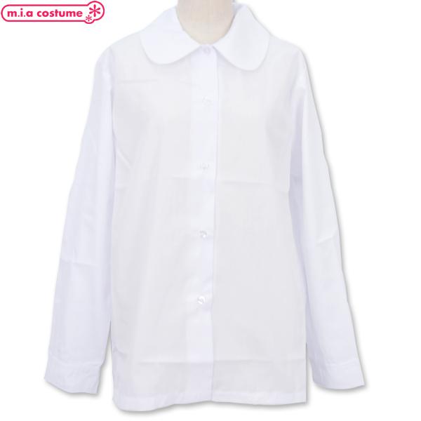 超名門女子校の制服（ブラウスのみ）です☆丸襟のちょっと幼い感じがカワイイ♪ジャンパースカート制服のみならず通常の制服の洗い替えにもｖｖ長袖ブラウスは中間服にも！ホワイト 白色 長袖シャツ 無地 レディース 婦人 女性サイズ スクール 制服 ...