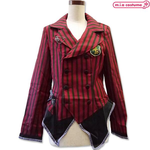 1102D★【送料無料・即納】 B品 マッケンジー ワッペン付きストライプジャケット 色：赤 サイズ：Ｍ LGJK-0028X ゴシック パンク ロック ゴスロリ コスプレ 衣装