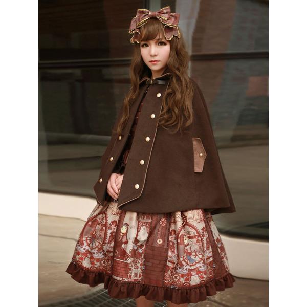 ロリィタケープ　金属飾り　ボタン　パンク　カジュアル　お茶会　無地　ネバーランド ロリィタケープ 金属飾り ボタン パンク カジュアル お茶会 無地