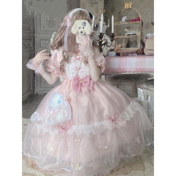 ピンク ロリータドレス リボン Amazon.co.jp: [トクとユウ] ロリータ ピンク花嫁 ワンピース