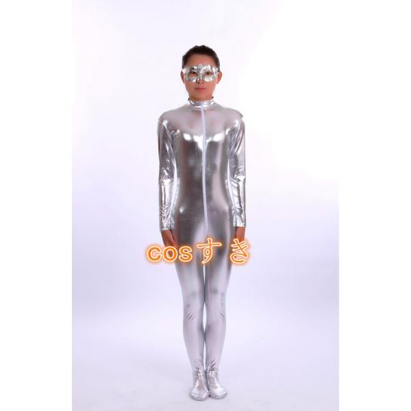 全身タイツ 光沢 ツルスベ ゼンタイ シルバー 銀 Lサイズ 新品 ZENTAI 全身タイツ シルバー 光沢のある ゼンタイ cosplay 通気