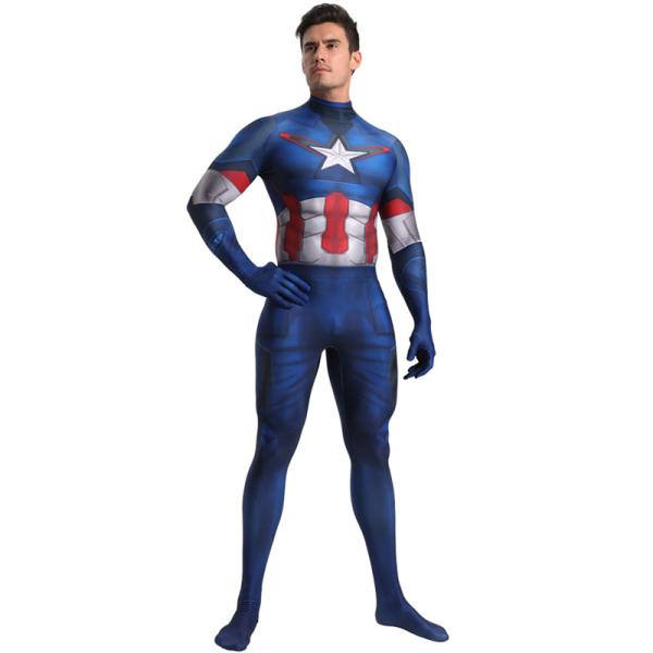 Captain America 全身タイツ　子供用　大人用　コスプレ衣装　柔らかい 弾力と伸縮性あり　ハロウィーン イベント 仮装 パーティー